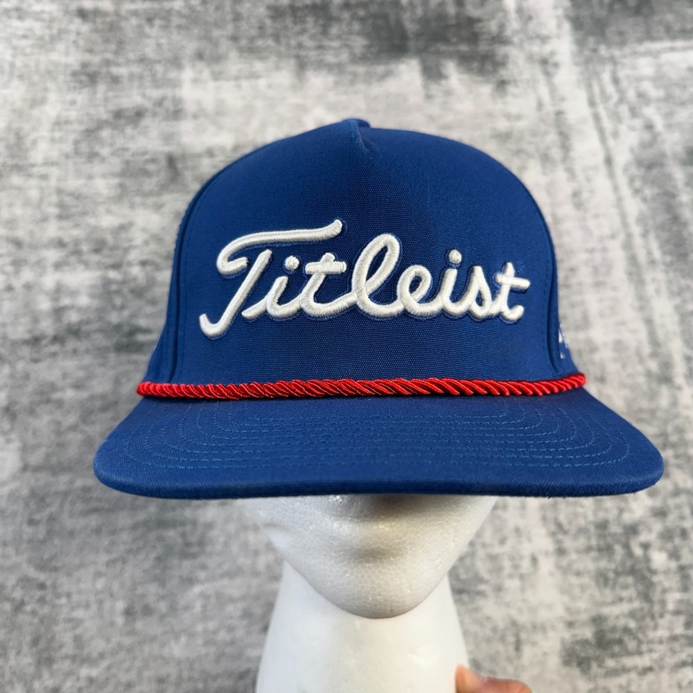Titleist Tour Rope Hat Flat Bill FootJoy ProV1 Blue Golf Snapback Cap Wicking